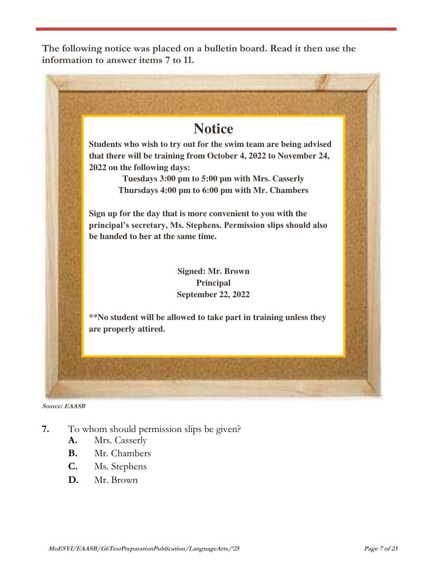 Stimulus for question 7