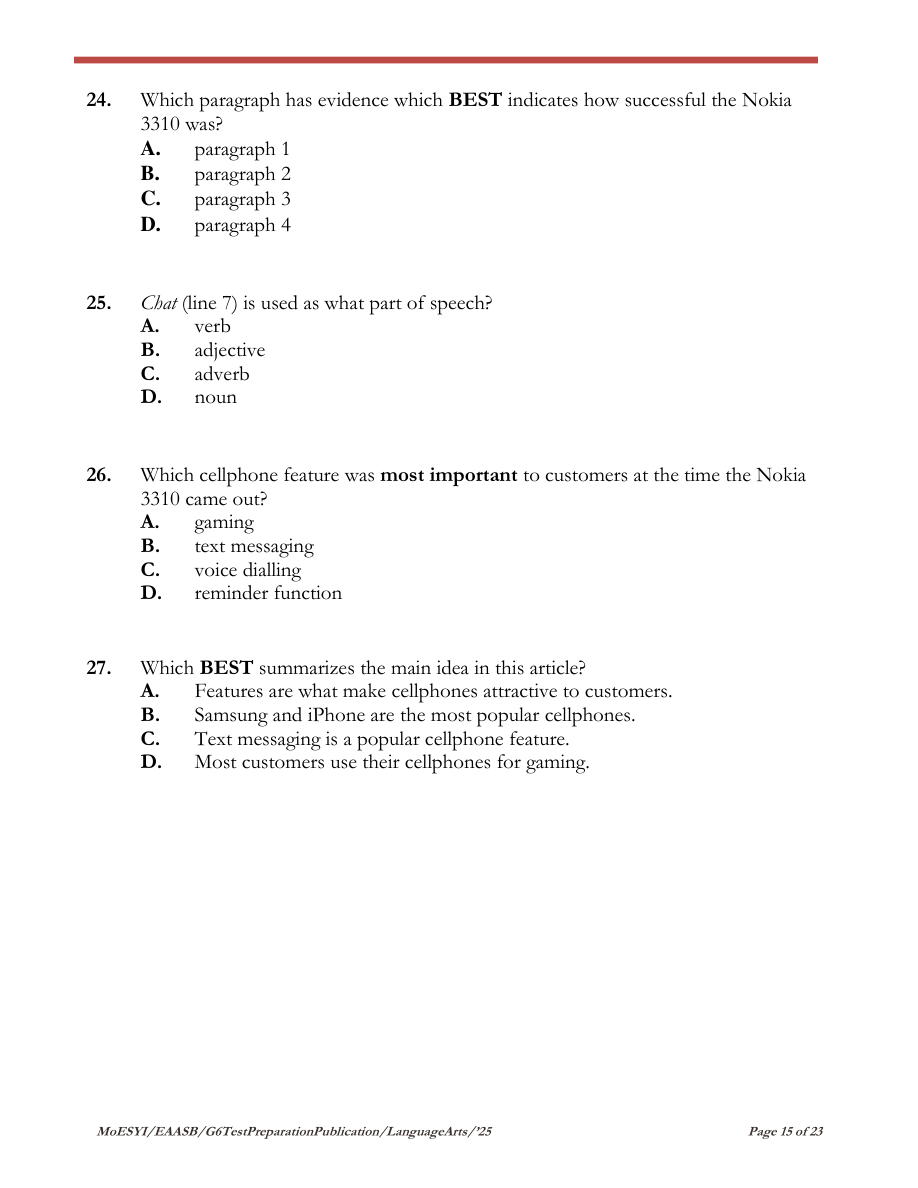 Stimulus for question 24