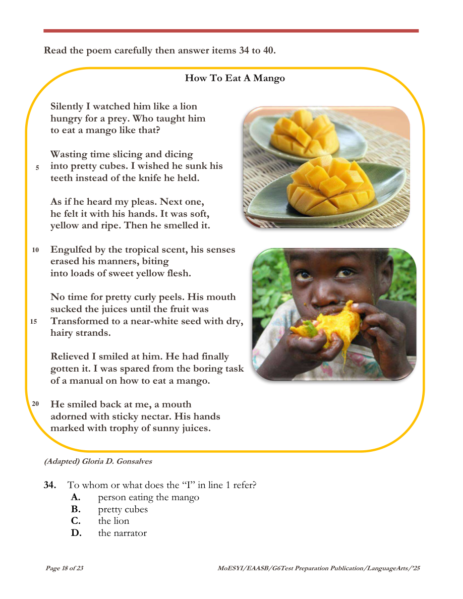 Stimulus for question 34