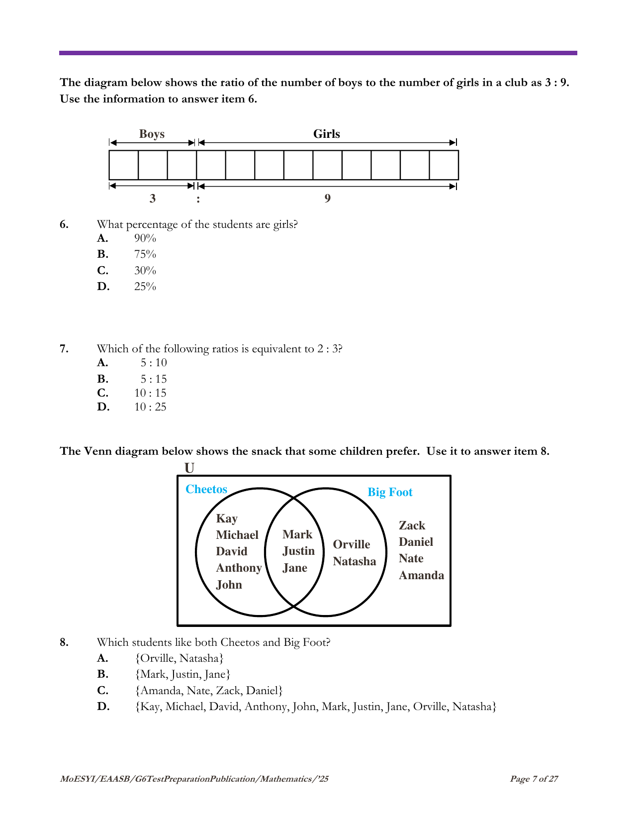 Stimulus for question 6
