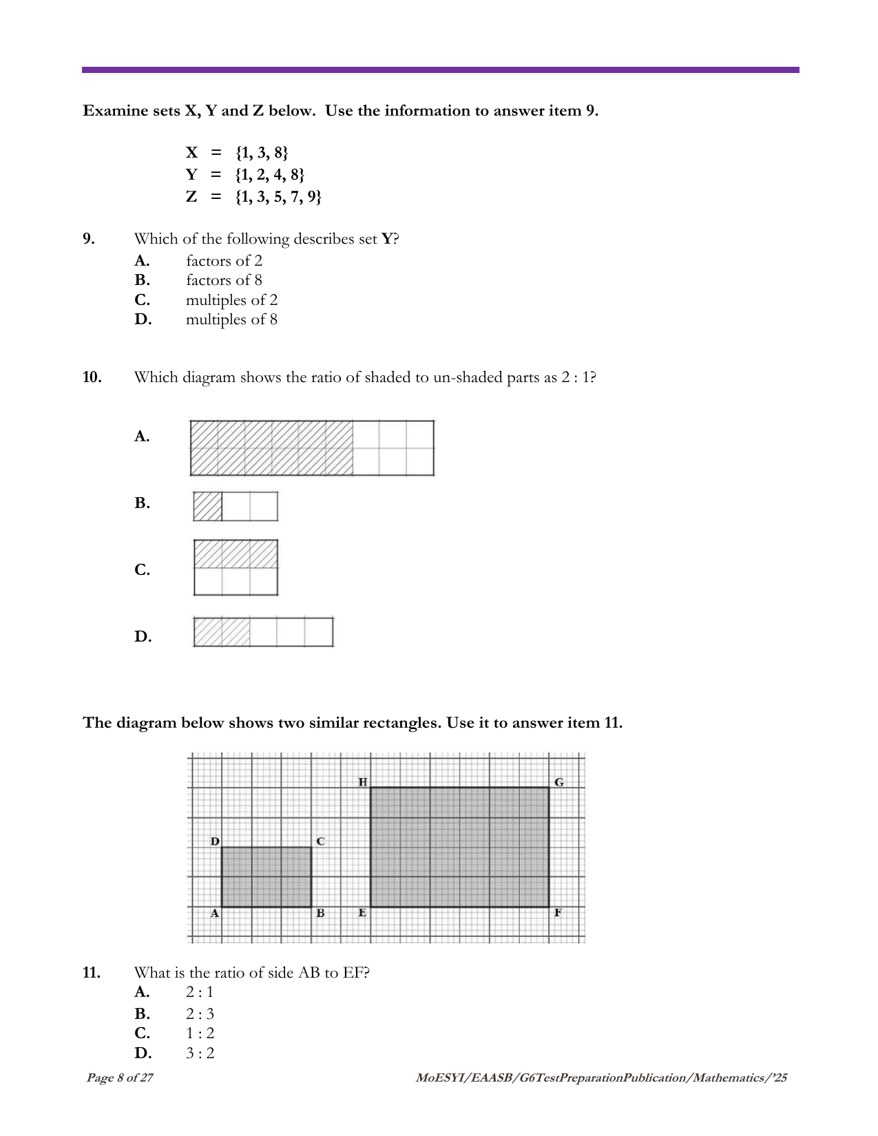 Stimulus for question 9