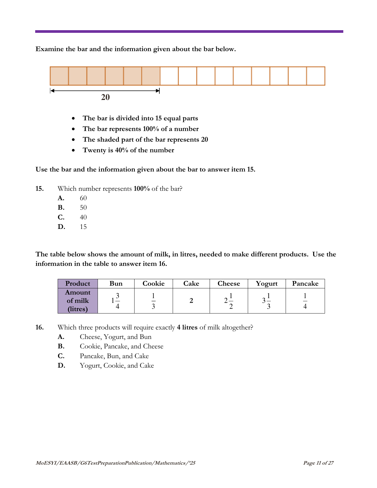Stimulus for question 15