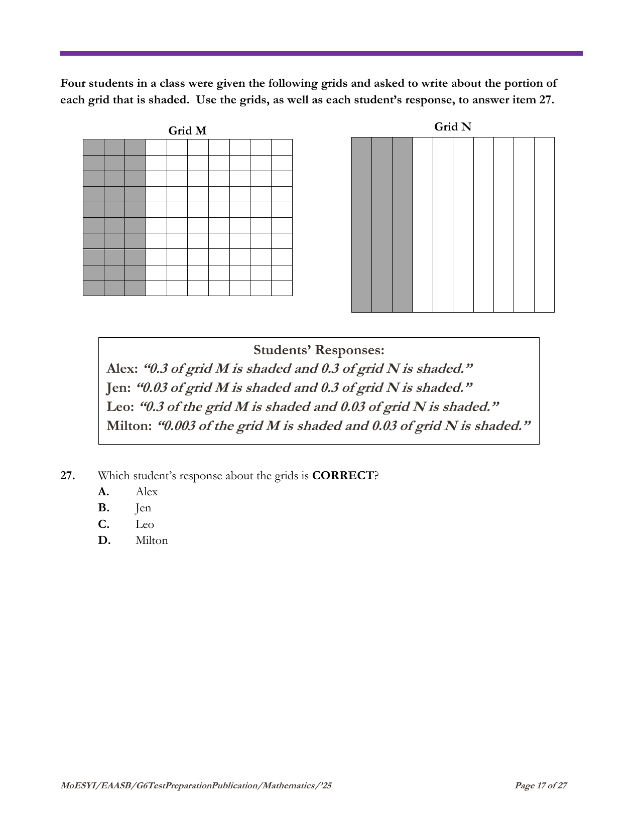 Stimulus for question 27