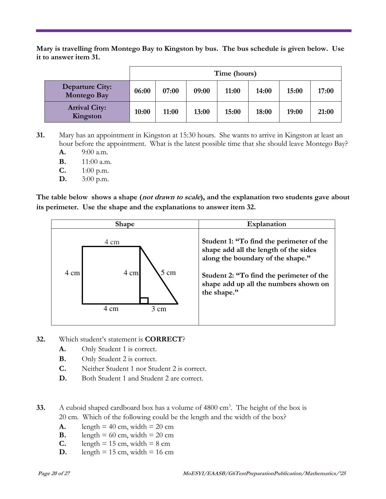 Stimulus for question 31